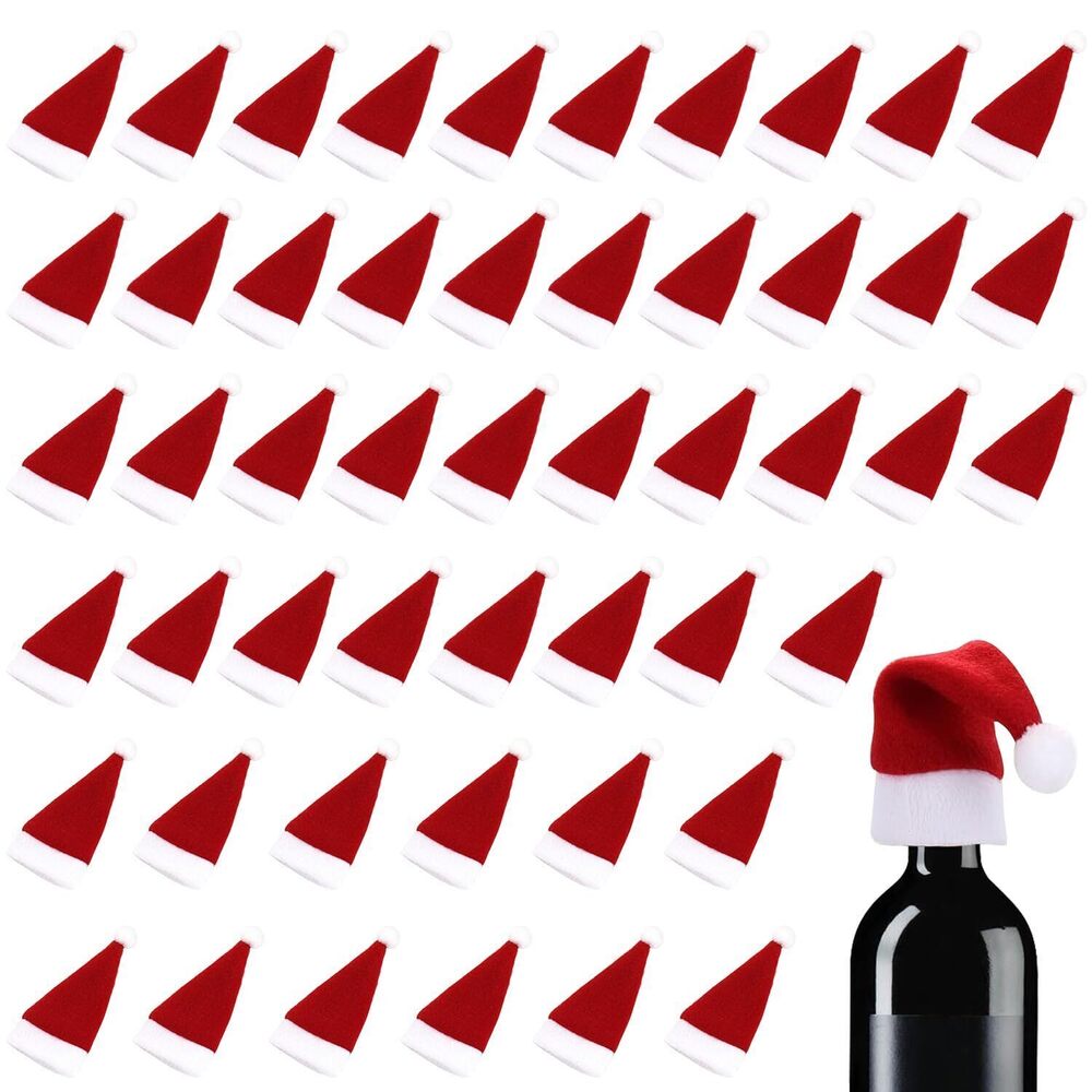 7390 50 PCS Mini Santa Hats Christmas Party Dinner Table Decorations